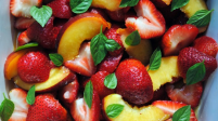 Strawberries, Peaches and Basil with Orange Vinaigrette